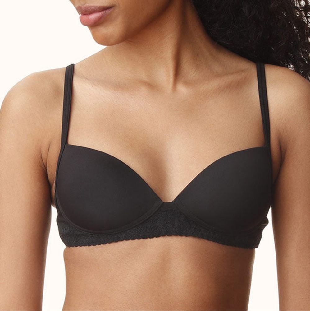 Lulalu Zuri Wireless Pushup Bra with Lace Black Size 32AA NWT